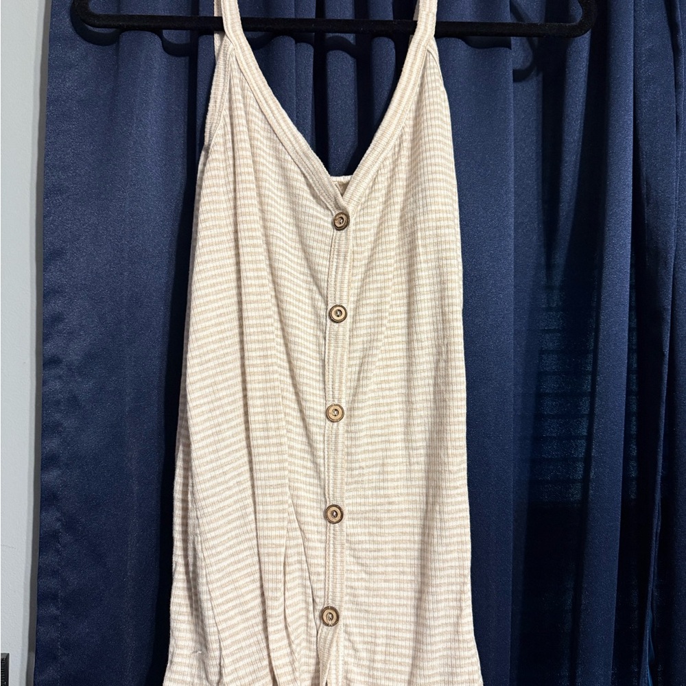 Striped Cream Button-Down Women's Top